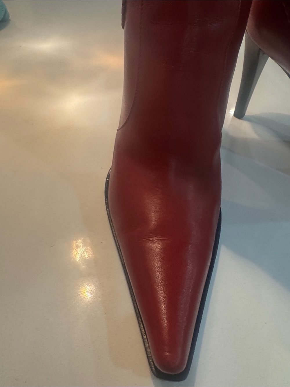 Sergio Rossi Red Leather Pointed-Toe boots - Picture 9 of 13